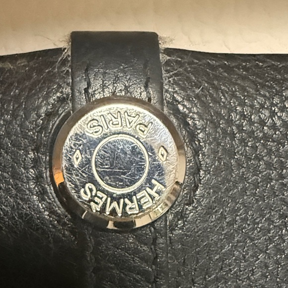 Hermes Black Leather Wallet with Silver Button - Picture 2 of 5